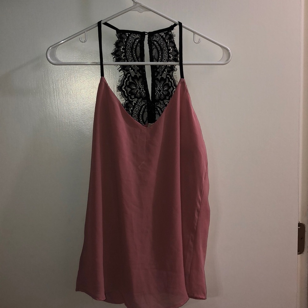 Pink & Black Lace Tank